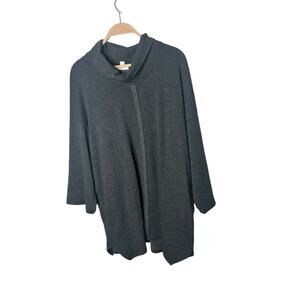 PureJill J.Jill size Small charcoal cowl/‎ turtleneck tunic 3/4th sleeve pockets
